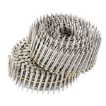 kimllier 3600 Count Coil Siding Nail Full Round Head Wire Collated Coil 15-Degree 1-3/4-Inch x .090-Inch Ring Shank 304 Stainless Steel Coil Roofing Nails