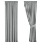 H.Versailtex Solid Grey Blackout Curtains Thermal Insulated Pencil Pleated Window Drapes for Bedroom Energy Saving Noise Reducing for Living Room with Two Free Tiebacks - Grey, 66" W x 54" D, 2 Panels