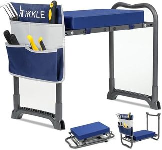 ikkle Garden Kneeler and Seat, Foldable Gardening Kneeler Bench with Thicken & Widen Soft Kneeling Pad and Tool Pouches,Load-Bearing Capacity 158kg for Parents Women Men Seniors Gardener (Navy Blue)