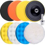 SIQUK 9 Pieces Polishing Pads Kit 150mm Buffing Pads Car Foam Polisher Attachment for Drill, 6 Inch