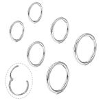 Small Gold Hoop Earrings, Lightweight 14K Gold Huggie Hoop Earrings for Cartilage Helix Tragus, Hypoallergenic Earrings for Women Men, Tiny Hoops Surgical Steel Endless Hoop Earrings 6/7/8/9/10 mm (6/8/10 Silver Endless Hoop)