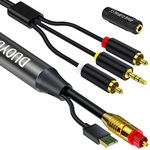 Digital Optical to Analog 3.5mm AUX Audio Cable, Optical to 2 RCA Adapter, All-in-one D/A Audio Converter, for TV/PS4/Xbox/DVD SPDIF/TOSLINK/Optical Port to Sound Box Amplifier Headphones (10ft).