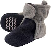 Hudson Baby Unisex-Baby Cozy Fleece Booties, Navy Heather Gray, 0-6 Months Infant