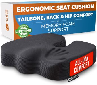 5 STARS UNITED Ergonomic Memory Foam Seat Cushion – Tailbone & Coccyx Support, Black