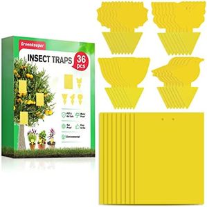 36 Pcs Combo Sticky Traps for Fungus Gnat (Plants), Flying Insect, Whitefly and Fly, Yellow Sticky Insect Catcher Traps for Indoor/Outdoor, Kitchen, and Plants, High-End Glue, Non-Toxic, 5 Shapes