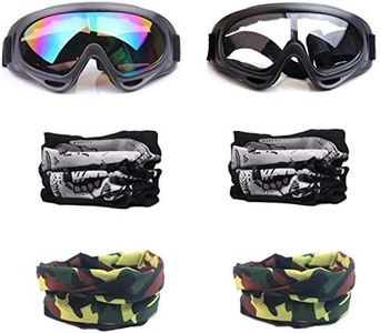 YAAVAAW 2Pcs Children’s Safety Glasses and 4Pcs Adjustable Multi-purpose Masks,Kids Outdoor Game Protective Goggles Safety Goggles Eyewear,for Nerf Guns N-Strike Elite Series Foam Blasters Gun