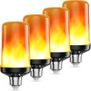 hyrion LED Flame Light Bulbs, 4 Modes Flickering Light Bulbs, E26 Base Fire Flame Bulb with Upside Down Effect, Halloween, Christmas Party Porch Outdoor Indoor Home Decor (4 Pack)