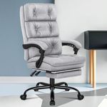 ALFORDSON High Back Ergonomic Study Desk Computer Chair Palmer Series, Fabric Executive Office Chair with Footrest Recliner for Home Office Student Video Gaming Chair, Fabric Grey