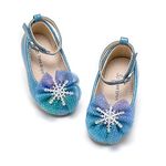 THEE BRON Flower Girls Shoes Bridal Ballerina Flats Wedding Dress Shoes(CA-AF396 Toddler,Elsa Blue/6M)