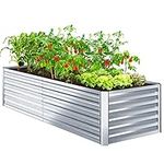 Ohuhu 8 x 3 x 1.9 FT Metal Raised Garden Bed, Heightened Raised Box for Vegetable Extra-Large Reinforced Galvanized Steel Raised Boxes, Planter Box for Growing Flowers Herbs