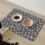 Dog Food Mat -Absorbent Dog Cat Mat for Food and Water Bowl,No Stains Quick Dry Dog Water Dispenser Mat-Dog Accessories Pet Supplies (19"x12", Dark Grey)