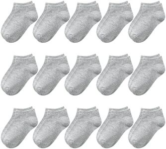BOOPH 15Pcs Kids Socks for Boys Girls Low Cut Athletic Ankle Socks 2-4T Gray