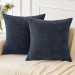 MIULEE Pack of 2 Navy Blue Throw Pillow Covers 18x18 Inch Soft Chenille Pillow Covers for Sofa Living Room Couch Solid Dyed Cases