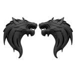 UpAuto 2pcs Cool Wolf Head Car Side/Rear/Front Decorations Badge Emblem 3D Self-Adhesive Nameplate Sticker for Car (Black)