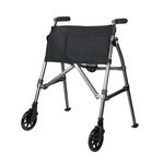 Stander EZ Fold-N-Go Walker Short, Lightweight Junior Folding Walker for Seniors and Adults, Petite Mobility Walker (Black Walnut)