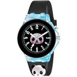 FASHRAMP 7 Color Glowing Disco Light Watch for Boys Girls with 3D Cute Cartoon on Strap Best Birthday Gift Kids Analouge Multi-Color Light Watch Age 3-13 Years (Black)