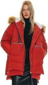 Orolay Women's Thickened Down Jacket Winter Hooded Coat with Faux Fur Trim Red 3X