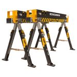 ROUGHNECK® COLT 600E Sawhorse, Heavy Duty Steel Construction, Weight-Baring Capacity 589kg Each, 1178kg Per Pair with Height Adjustable Legs for Woodworking & Construction – 2 Pack