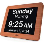 Robin Clock 2024 with Day and Date for Elderly, Clocks for Seniors, Dementia Clock, Digital Calendar Clock Elderly, Bedside Clocks Seniors, Alzheimers Products, Dementia Clocks Extra Large, Brown Wood