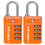 TSA Approved Travel Luggage Locks, Open Alert Combination Lock for School Office & Gym Locker,Toolbox, Pelican Case,Easy Read Dials- 1, 2 & 4 Pack (1, Orange 2PACK)