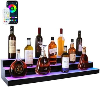 Leekimid Led Lighted Liquor Bottle Display Shelf, 40 Inch 3 Tier Whiskey Rack, Support USB, Bar Stand with RF Remote & App Control, Illuminated Acrylic Lighting Shelves for Home Bar, Party
