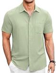 COOFANDY Men's Casual Shirt Short Sleeve Button Down Summer Beach Textured Shirt