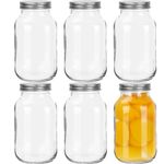 32 oz Mason Jars with Airtight Screw Lids, 6 Pack Glass Canning Jars,1000ml Food Storage Jars for Jams,Overnight Oats,Salad,Drink Favors,DIY Crafts