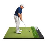 Golf Hitting Mat with Ball Tray - 5x4ft 6x4ft Dual-Turf Practice Mat for Indoor & Outdoor Use Golf Training Mat with Rubber Tee Holes, Suitable for Swing Driving & Chipping 5x4ft - 26mm