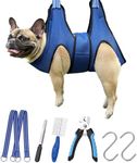 Kkiimatt Dog Grooming Hammock,Pet Grooming Hammock Harness for Medium Dogs, Dog Nail Trimming Hammock with Nail Clippers/File, Dog Grooming Sling with Wide Strap Sewed on Pet Restraint Bag