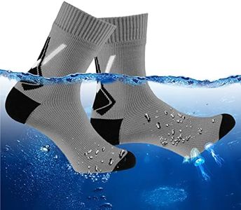RANDY SUN Waterproof Hiking Socks Men, Women Outdoor Neoprene Socks Sports Goretex Socks Camping Kayaking Rain Muddy Crew Socks 1 Pair (Gray&Black, Medium)