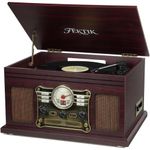 FEKTIK 10 in 1 Bluetooth Disc Player, 3 Speed Turntable with Belt Drive and Speakers, Bluetooth Input and Output, CD, Cassette, FM Radio, Wireless Streaming