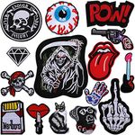 VETPW 15 Pcs Assorted Cool Design Iron on Patches, Sew On Patches Embroidery Applique Repair Stickers for Clothing, Shirts, Backpacks, Jackets, Jeans, Hats, Repair The Hole