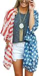 Askwind 4th of July Women's American Flag Print Kimono Cover Up Tops Shirt (A1)