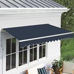 Green Bay Retractable Manual Awning, blue Garden Sun Shade Canopy Gazebo DIY Patio Awning for Courtyard, Balcony, Restaurant 2.5 x 2m