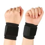 2 Pcs Wrist Brace, Wrist Supports, Adjustable Wrist Straps Compression Wrist Strap for Tendonitis, Arthritis, Carpal Tunnel, Sports Injuries, Wrist Pain Relief, Working Out Fitness (Black)