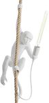 CHABEI Modern Resin Monkey Wall Lamp Table Lamp Hemp Rope Monkey Pendant Light Vintage Monkey Lamp for Home Decor Dining Living Room Bedroom Entryway (White, Pendant)