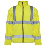 LIZZIE JACOBS Hi Vis Mens Softshell Jackets High Viz Visibility Reflective Water Resistant Safety Site Coat Workwear Builder Soft Shell Work Wear Rain Repellent Windproof Warm Tops (Medium, Yellow)