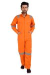 adhyah TrendyUniform Reflective coveralls overalls for men stylish cotton Industrial Boiler Suits. (Orange, Medium Size)