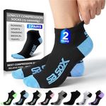 SB SOX Low Cut Athletic Socks – Compression Ankle Socks for Men & Women – 2 Pairs (US, Alpha, Medium, Regular, Regular, Black/Blue)