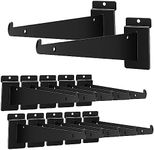 12 inch Slatwall Shelf Bracket with Lip, 12 Pack Heavy Duty Slatwall Knife Shelf Brackets Black Metal Slatwall Accessories for Slatwall Panels Shelving Display Home Commercial