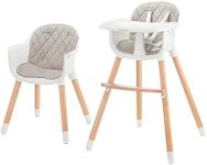 Kinderkraft Highchair SIENNA, Baby Chair, Ergonomic, Easy to Clean, Wooden Legs, Non-slip pads, Removable Tray, for Toddler, from 6 Month to 5 Years, Gray