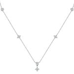 Little Forest Moissanite Choker Necklace, D-E Color Lab Simulated Diamond Pendant, 925 Sterling Silver Adjustable Chain with 18K White Gold Plated Jewelry Gift for Women, Sterling Silver, Moissanite