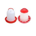 TM&W Poultry Feeder and Drinker Set, 1.5kg Capacity, 1.5 Litre, Plastic, Manual, 2 Pieces, for Chicken, Duck, Quail, White