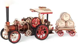 Wowood 3D Wooden Puzzles for Adults, Steam Locomotive Model Cars Kits for Adults, 3D Wood Puzzle Adult, Valentines Day Gift Model Building Kits, Train/Hobbies/Crafts for Adults Kids