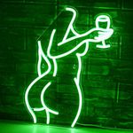 SIGNSHIP Beer Bar Neon Sign Green Lady Neon Light Signs LED Neon Signs for Wall Decoration Art Women Body Neon Sign USB Power Light Signs for Bedroom Bar Club Store Party Gift