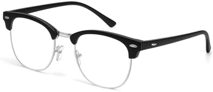 Blue Light Glasses for Men and Women Computer Glasses Gaming Glasses Blue Light Blocking Eye Strain Release (Matte Black/Silvery Rim)