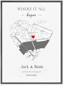 SurpriseSavors Where It All Began Map, Personalized Couple Wall Art for Him & Her, Our First Date Gift, One Year Anniversary for Boyfriend, Girlfriend, Wife, Husband