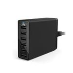 Anker PowerPort 60 W 6-Port Family-Sized Desktop USB Charger with PowerIQ Technology for Smartphones - Black, Compatible with iPhone 8 Plus