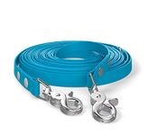 10m drag leash, dog leash, 2 carabiners & D-ring, cyan-blue, very sturdy, dirt and water repellent