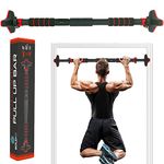 Boldfit Pull Up Bars For Home Workout Chin Up Bar Gym Accessories for Men Door Way Adjustable (72-104 Cms) Hanging Rod Without Screw Anti-skid Grip Strength Training Exercise Bar Pullup Bar RedBlack